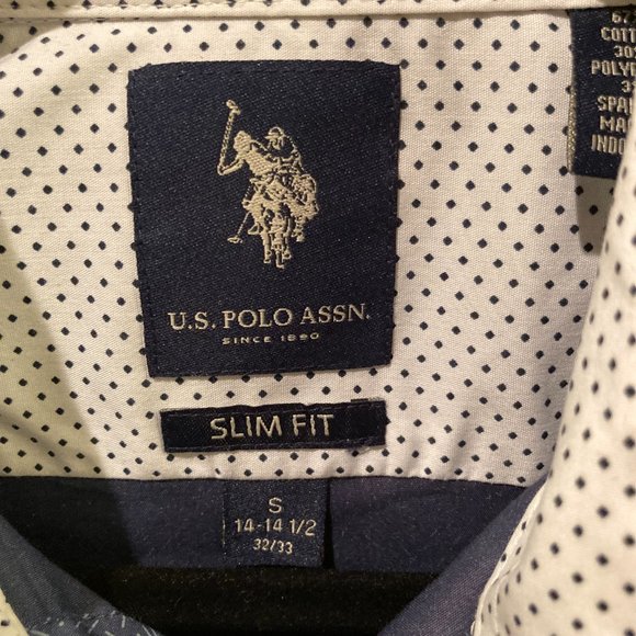 US Polo Assn Slim Fit Easy Care Small (14-14.5) Long Sleeve Button Down - Picture 3 of 6